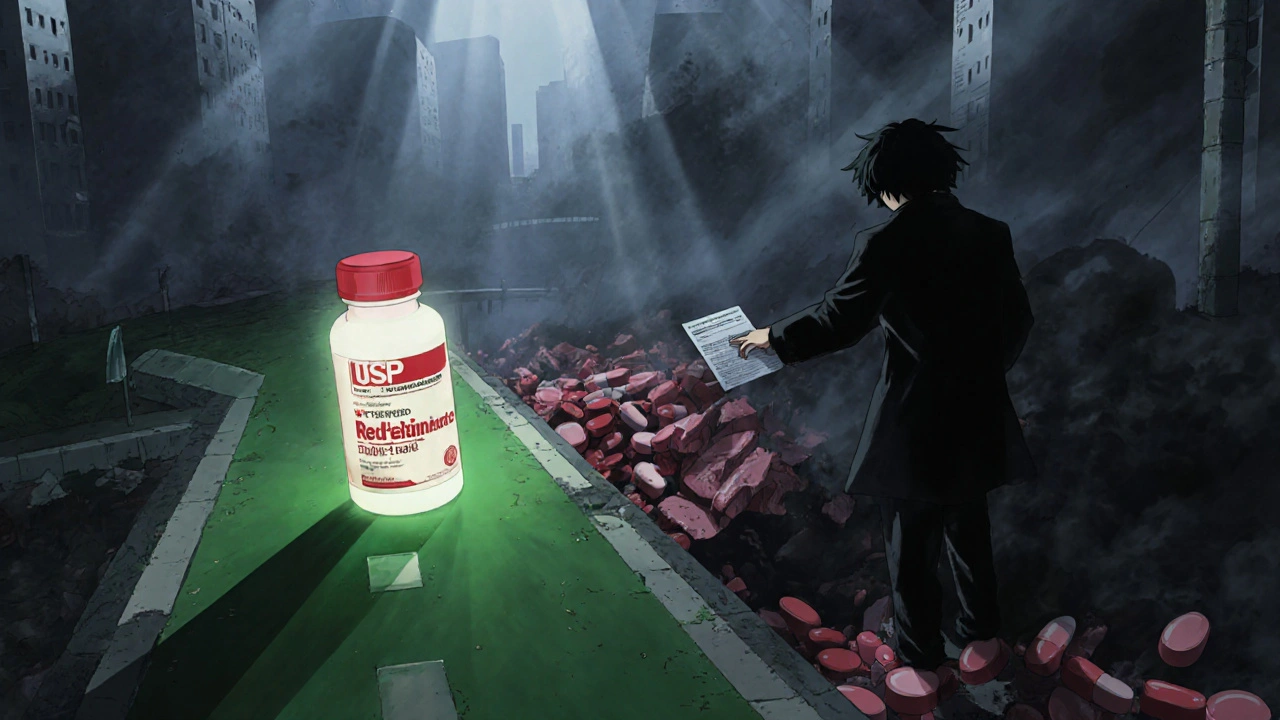 A person at a crossroads choosing between safe supplement use and dangerous drug combination, shadow splitting.