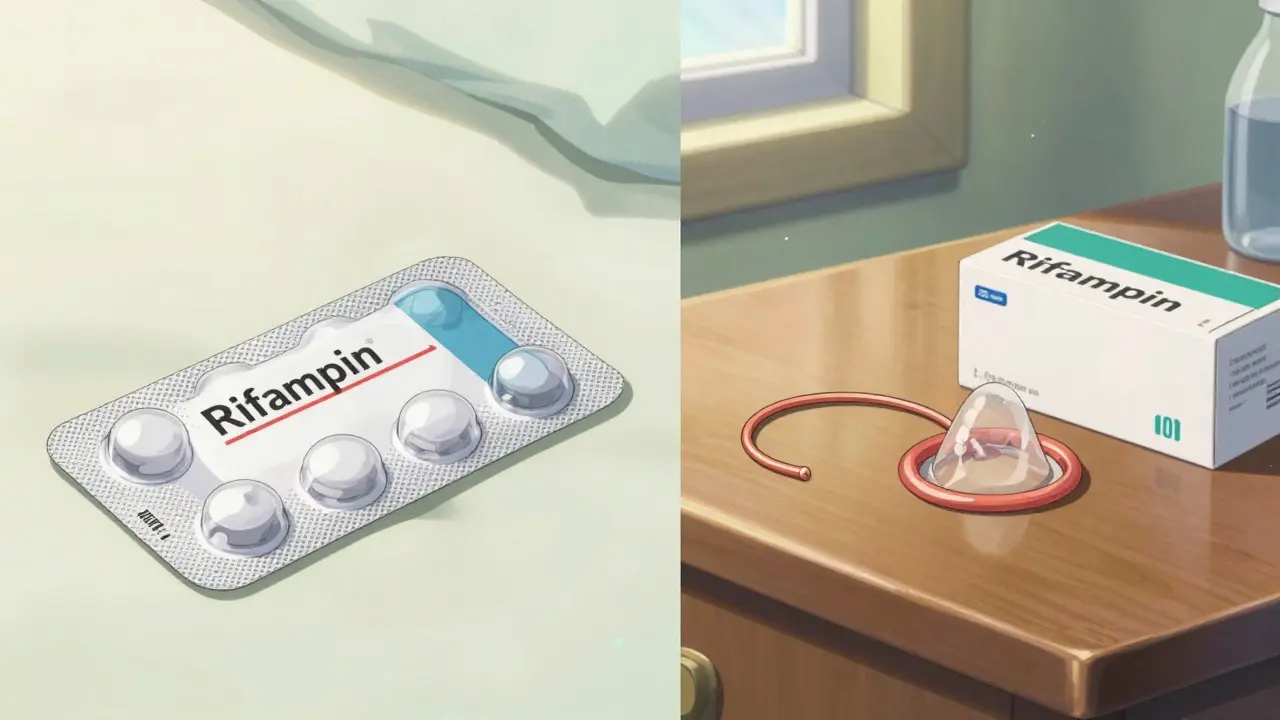 A split-screen showing a copper IUD and condoms as safe backup contraception methods.