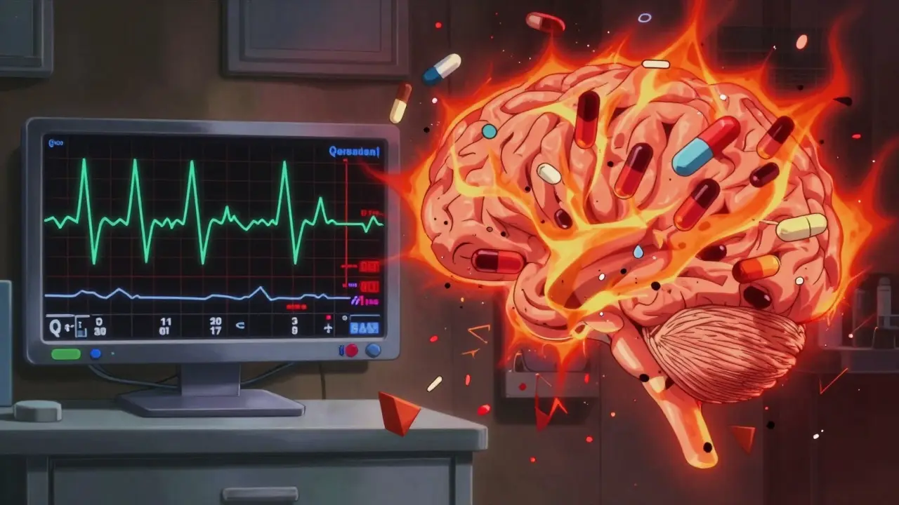 Anime depiction of dangerous drug interactions and heart rhythm risks